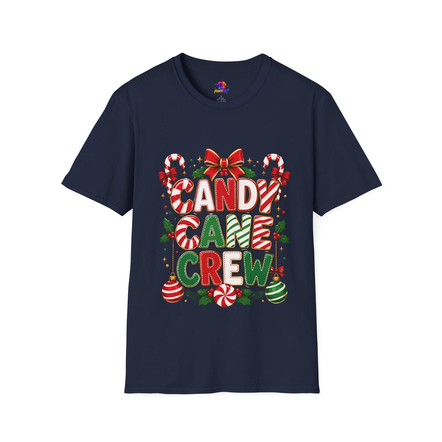 Candy Cane Crew T-Shirt — Festive Christmas Holiday Tee