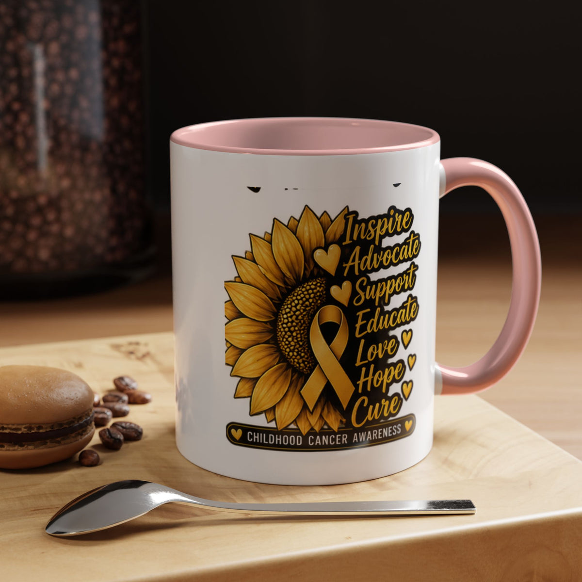 Childhood Cancer Awareness Sunflower Accent Coffee Mug (11/15oz)