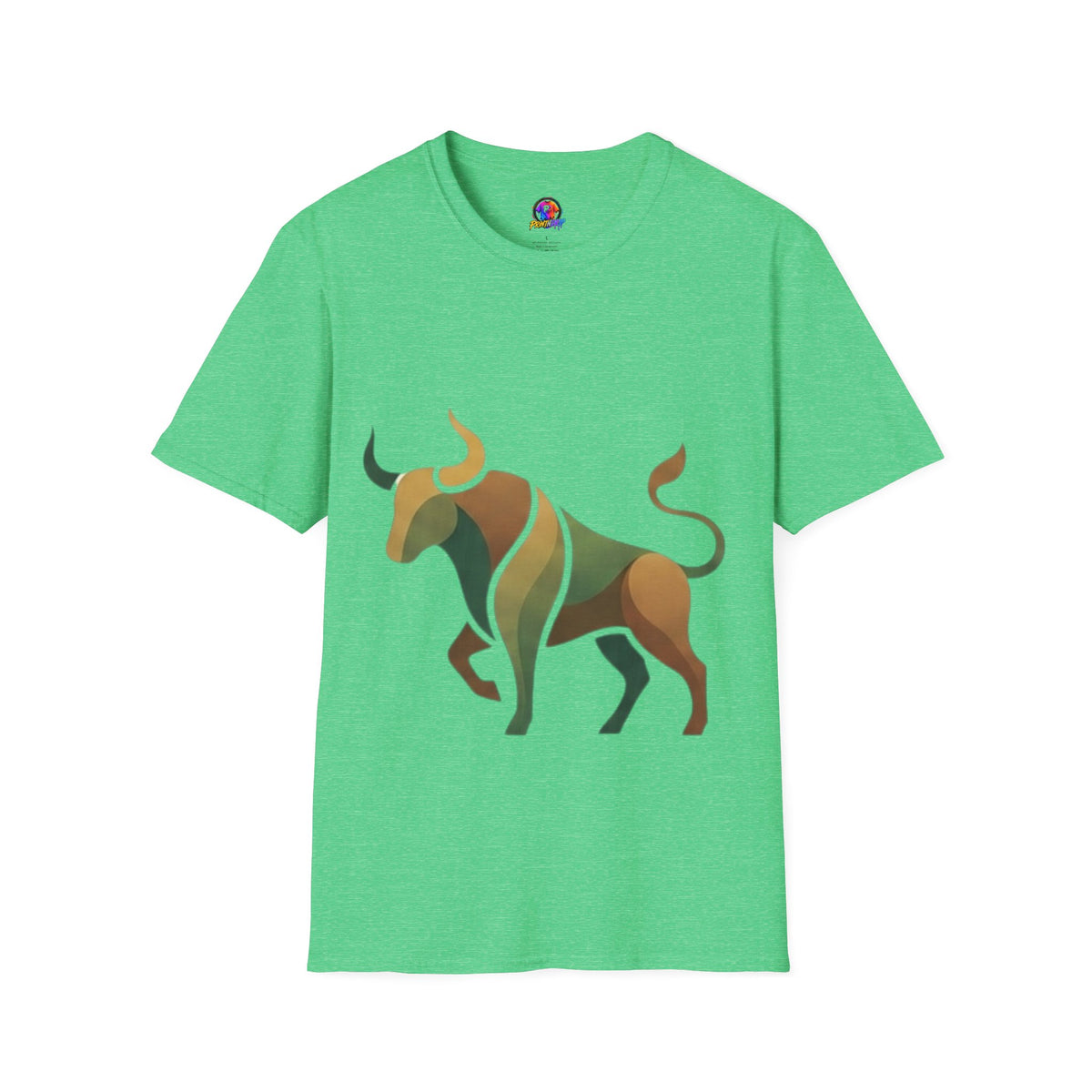 Bull Graphic T-Shirt — Earth Tone Geometric Taurus Design