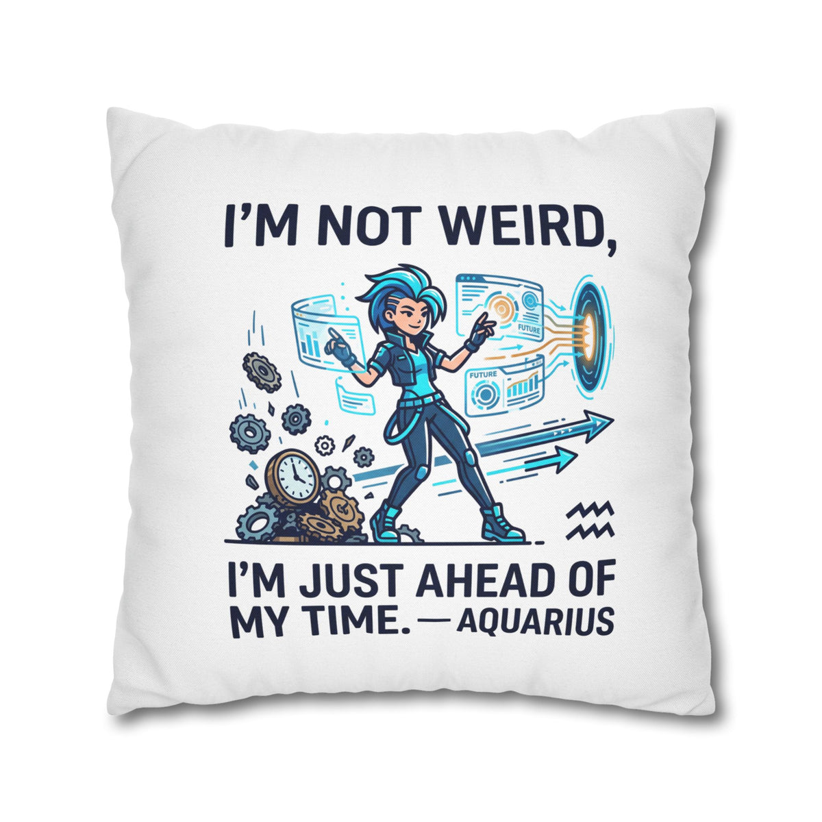 Aquarius Zodiac Spun Polyester Square Pillowcase