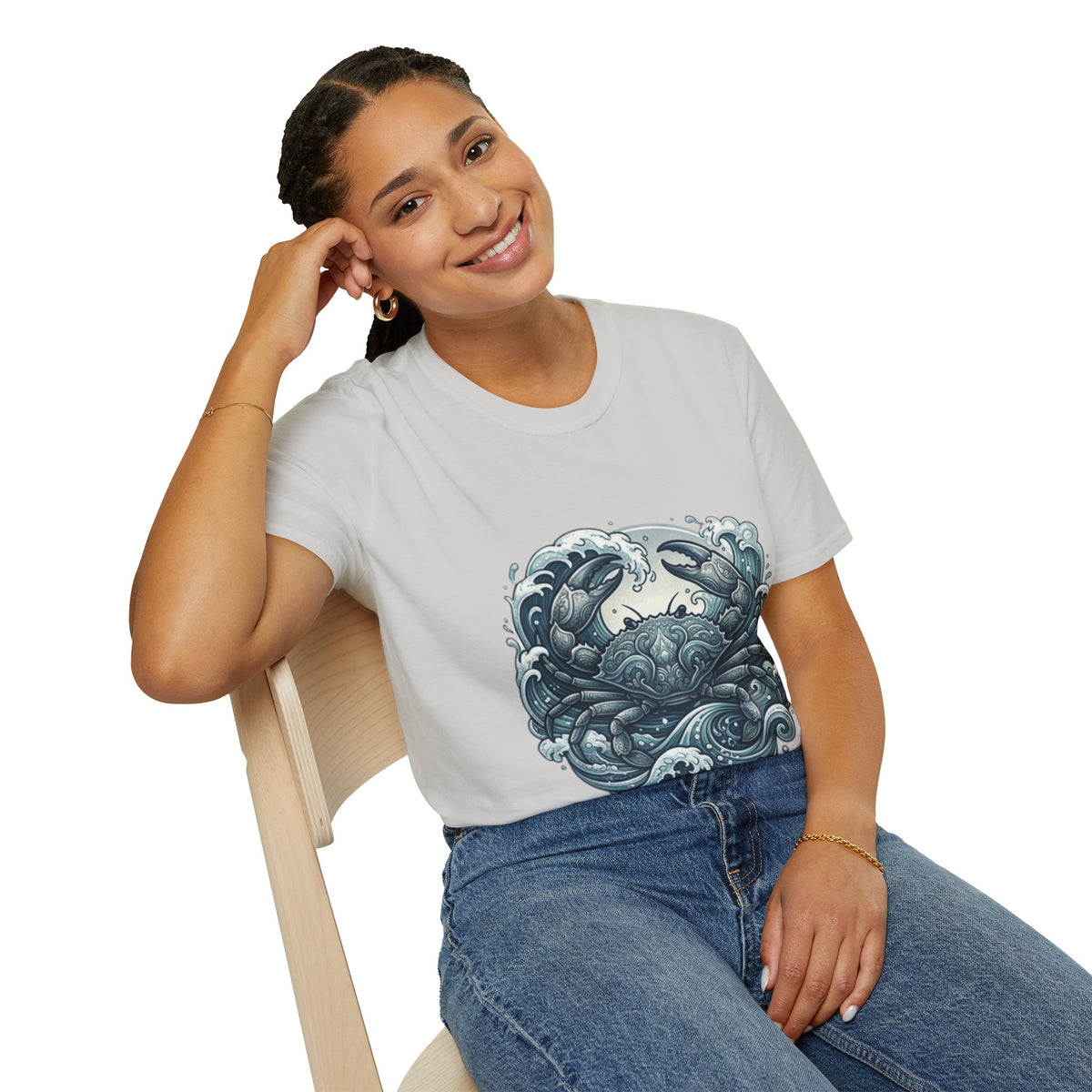 Cancer Zodiac Crab & Waves T-Shirt — Nautical Ocean Art Tee