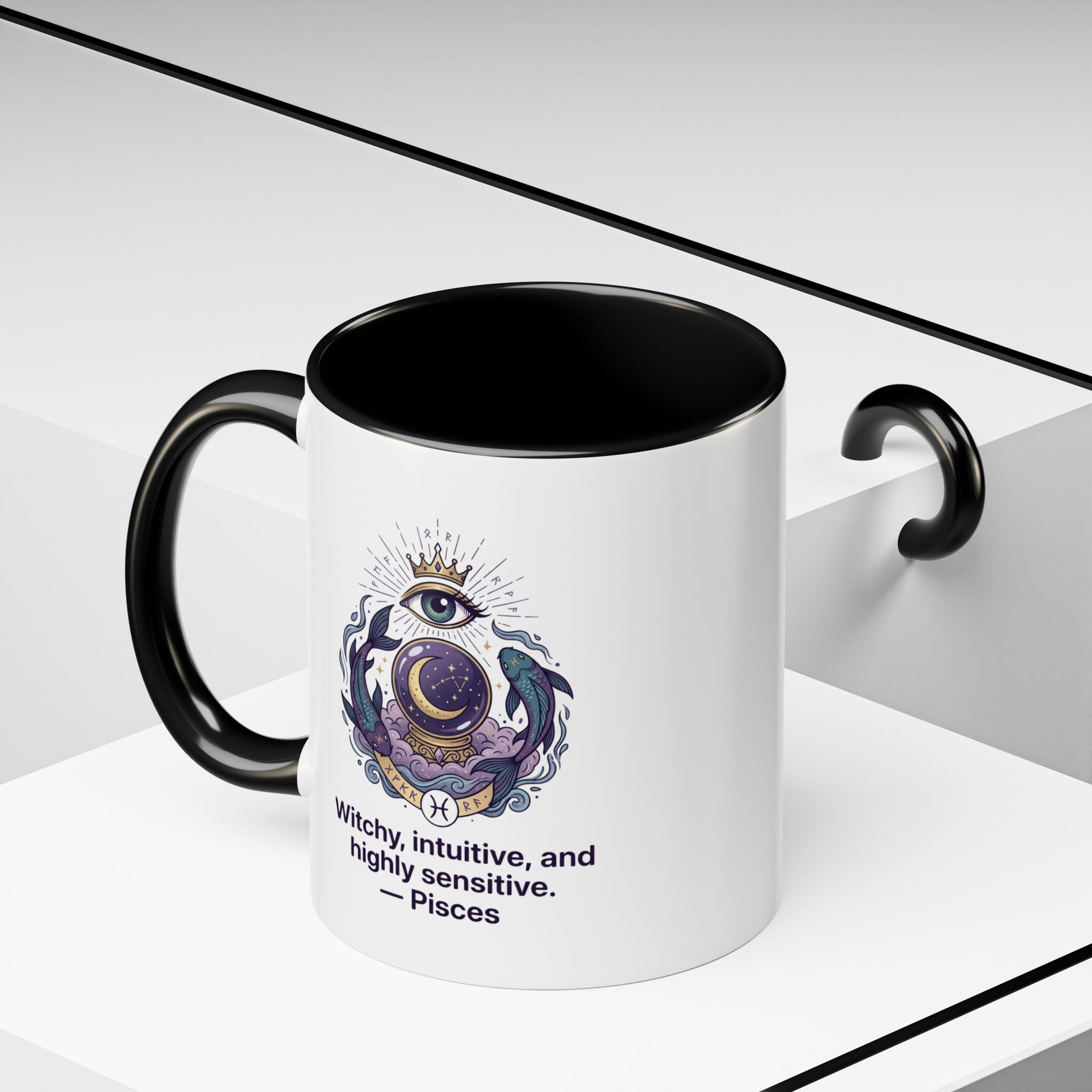 Pisces Witchy Accent Mug — "Witchy, intuitive, and highly sensitive" Astrology Coffee Cup (11/15oz)