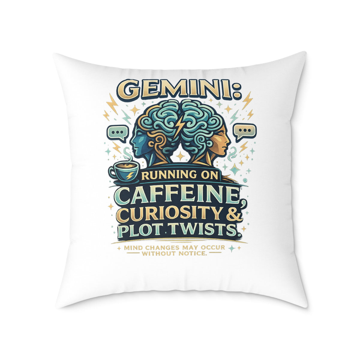 Gemini Zodiac Running On Caffeine Square Poly Canvas Pillow