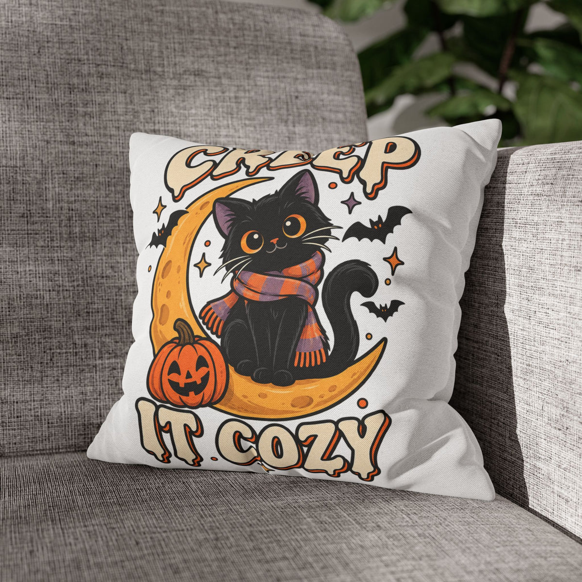 Creep It Cozy Halloween Cat Pillowcase