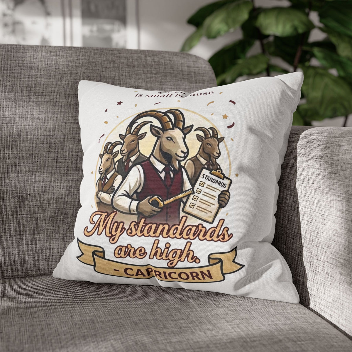 Capricorn Pillowcase – “My Standards Are High” Zodiac Goat Decorative Throw Pillowcase