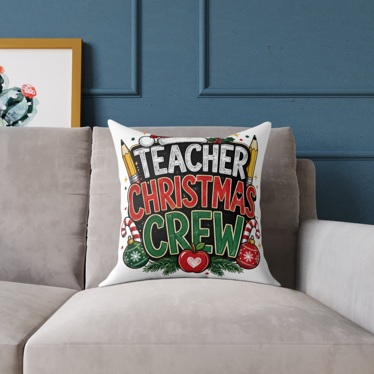 Teacher Christmas Crew Pillow — Holiday Classroom Decorative Throw Pillow