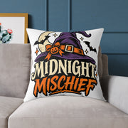 Midnight Mischief Halloween Pillow – Witch Hat & Bats Decorative Throw Pillow