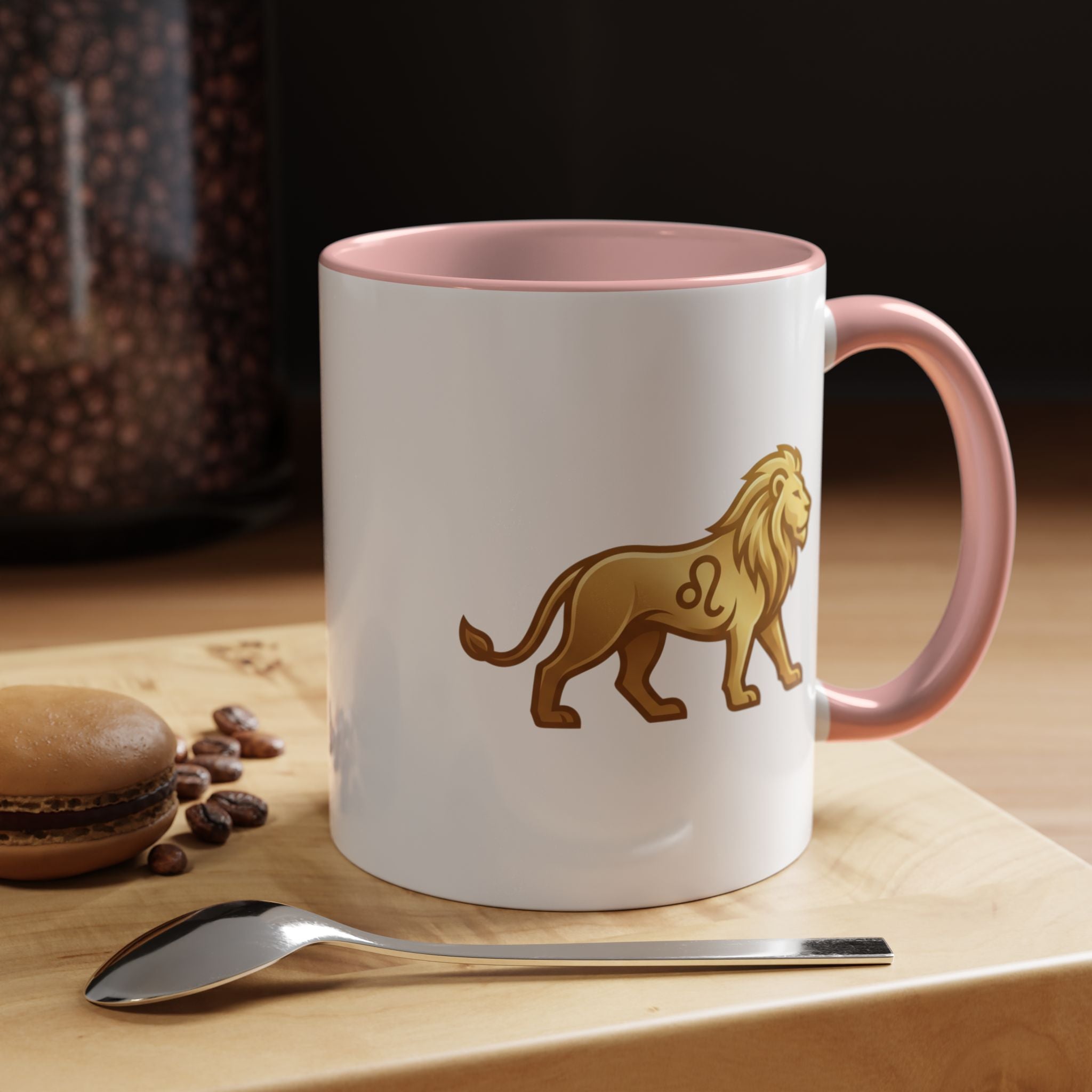 Leo Zodiac Coffee Mug — Gold Lion Accent Mug for Astrology Lovers