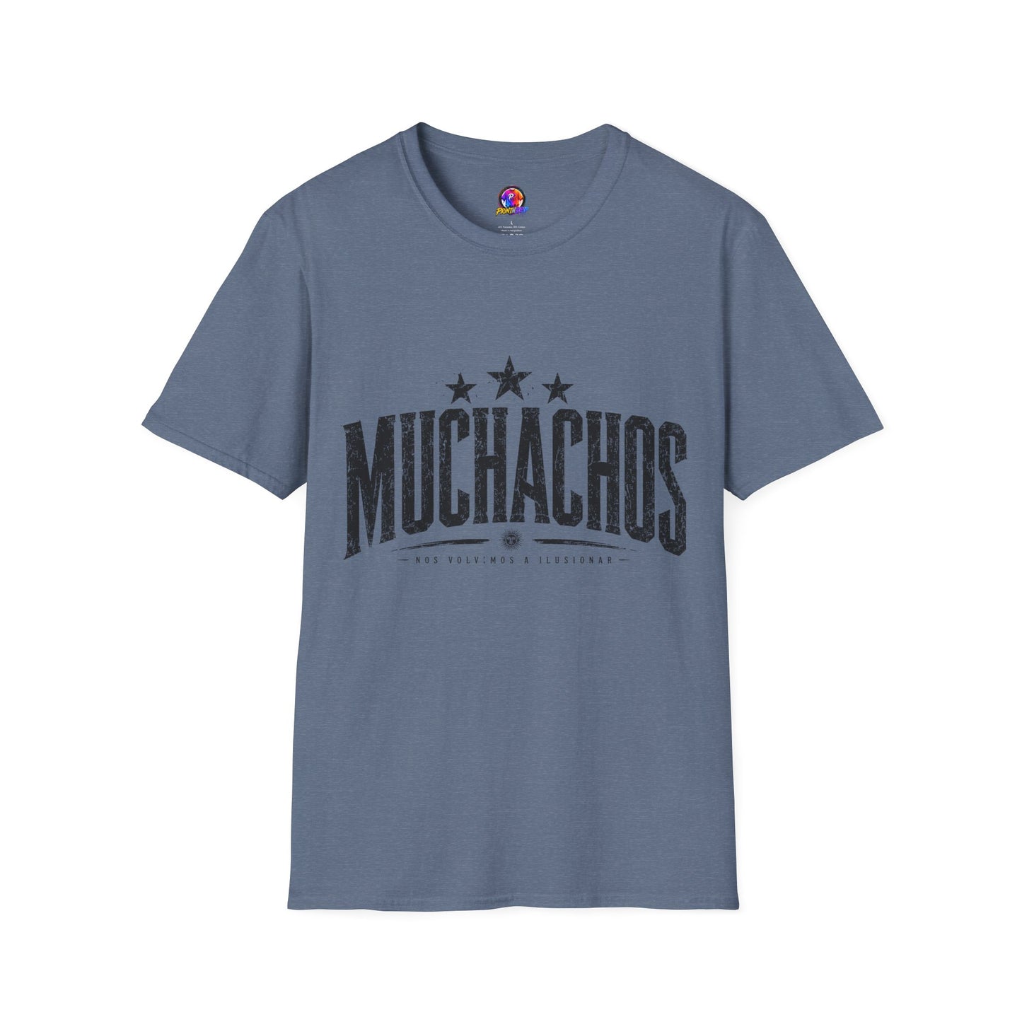 Muchachos Graphic T‑Shirt — Vintage Distressed Crew Tee - Argentina Song, slogan, favorite chant