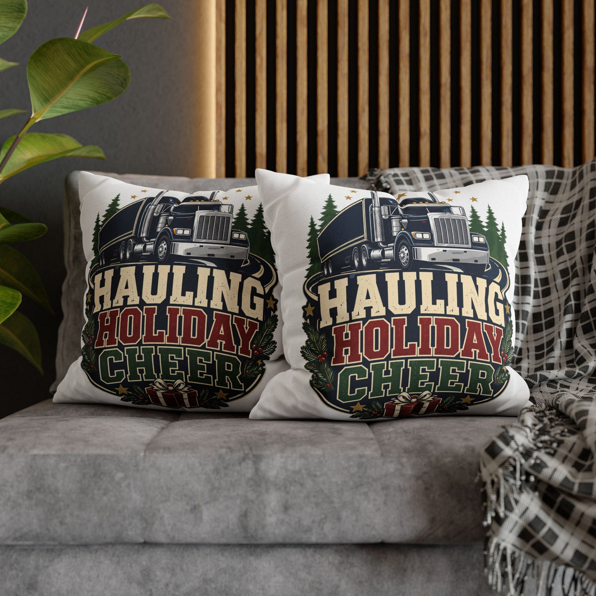Hauling Holiday Cheer Truck Pillowcase Modern Day Christmas