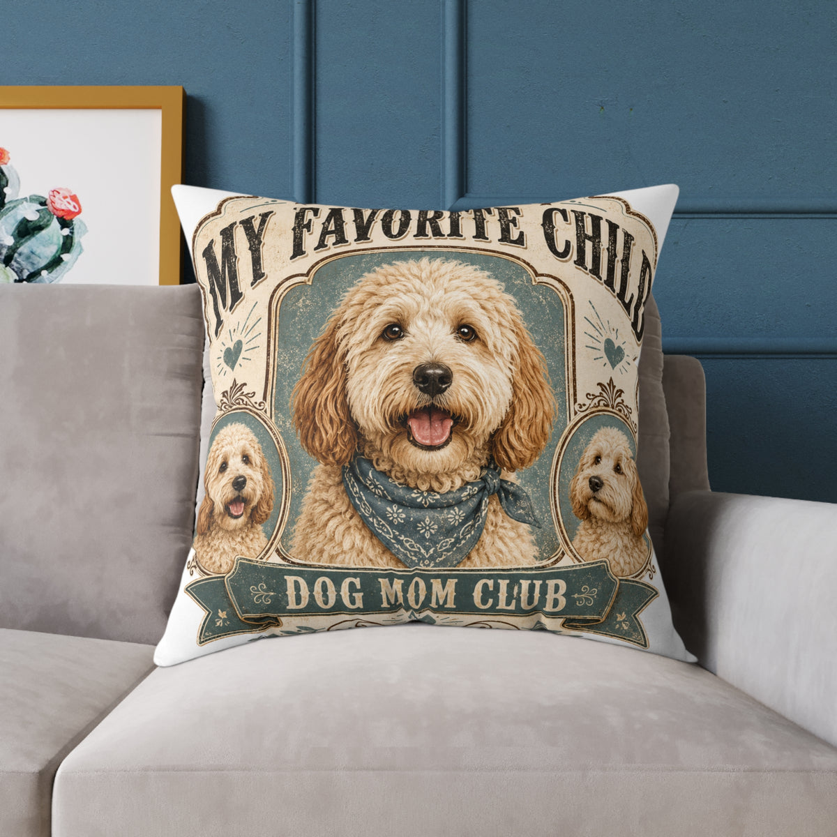 Dog Mom Club Pillow — Milo Bailey Dog Dad Mom "My Favorite Child" Doodle Throw Pillow