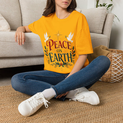 Peace on Earth T-Shirt — Holiday Dove & Star Christmas Tee