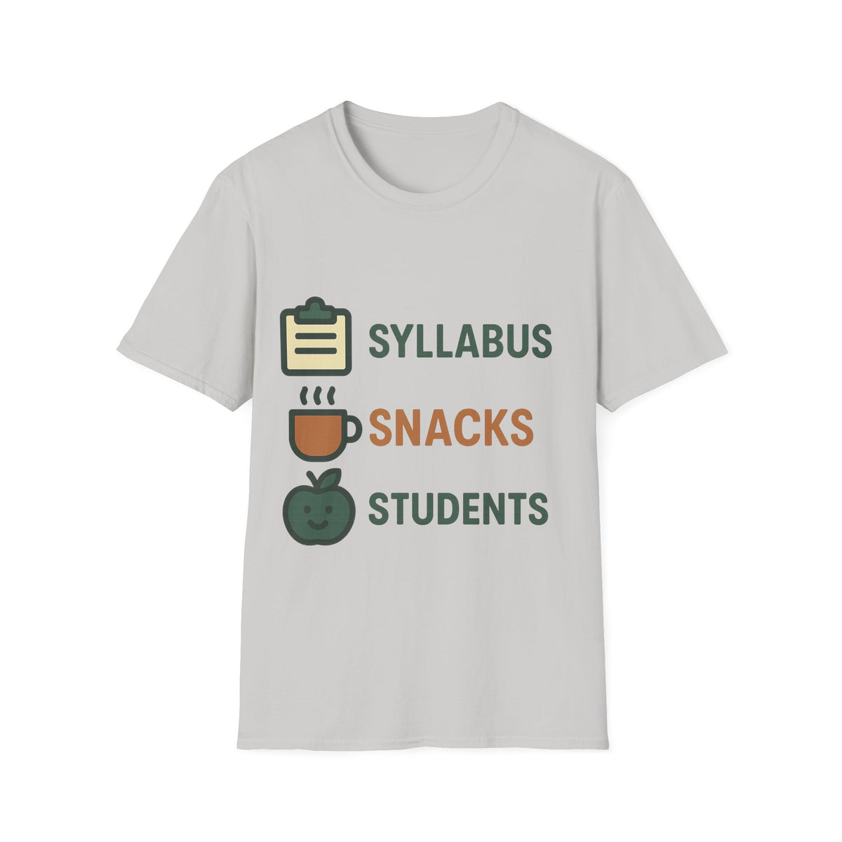 Syllabus Snacks Students Graphic Tee — Funny Teacher & Student Back-to-School T-Shirt - Trending Now - August 2026