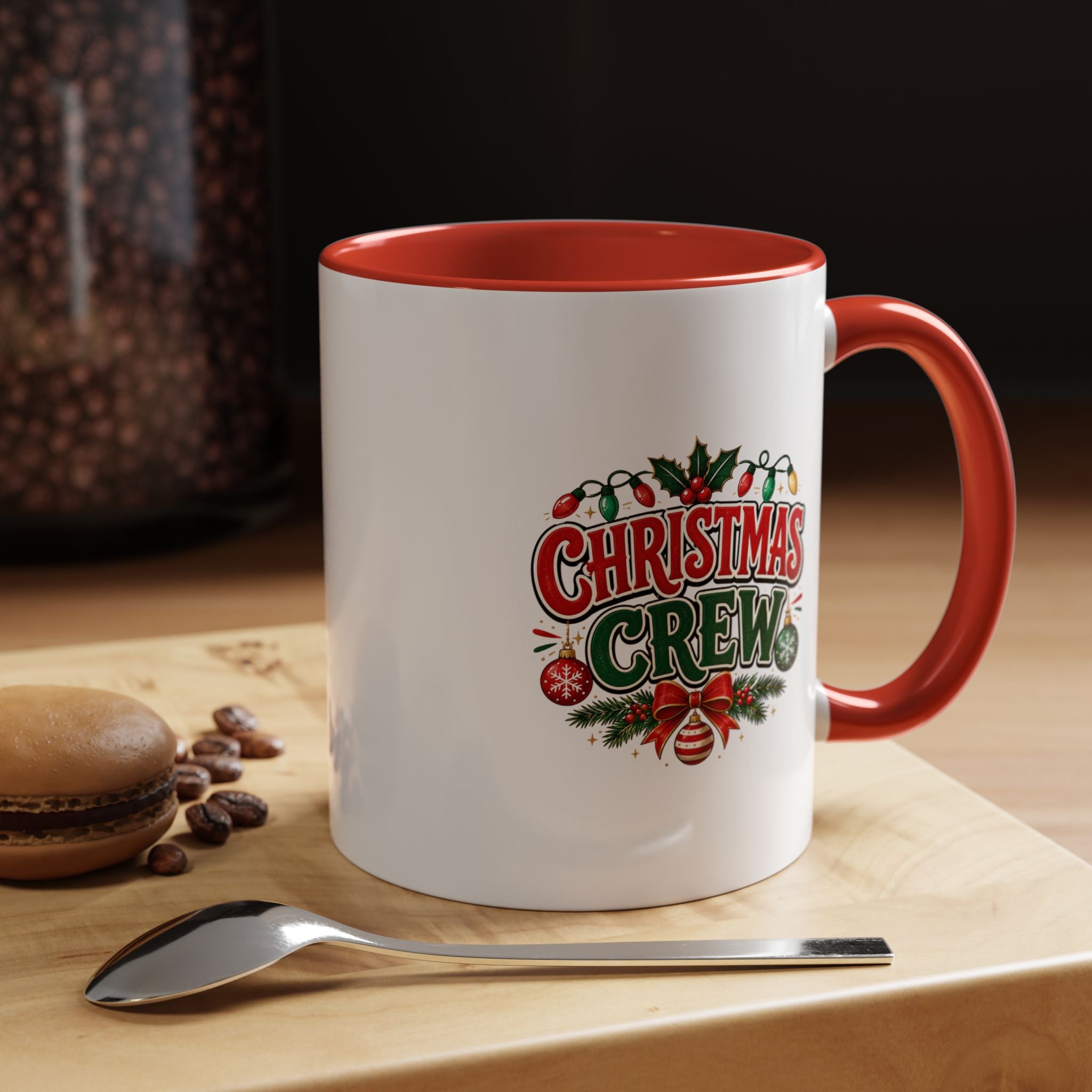 Christmas Crew Accent Coffee Mug - Festive Holiday Tea & Coffee Cup