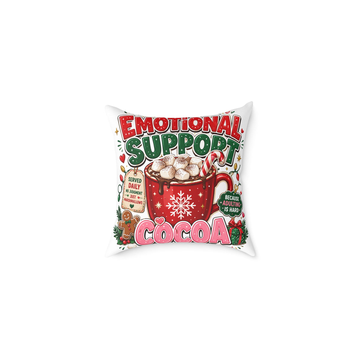 Modern Day Christmas Emotional Support Square Poly Canvas Pillow