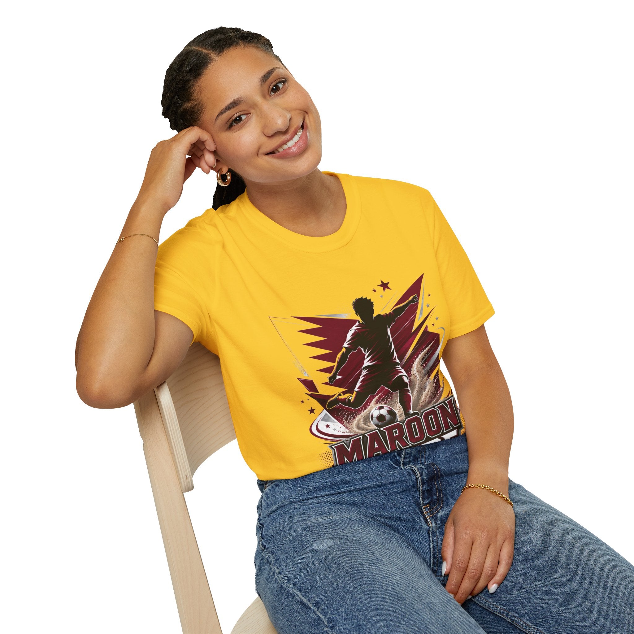 Qatar Maroon Pride Soccer T-Shirt — Silhouette Player Graphic Tee