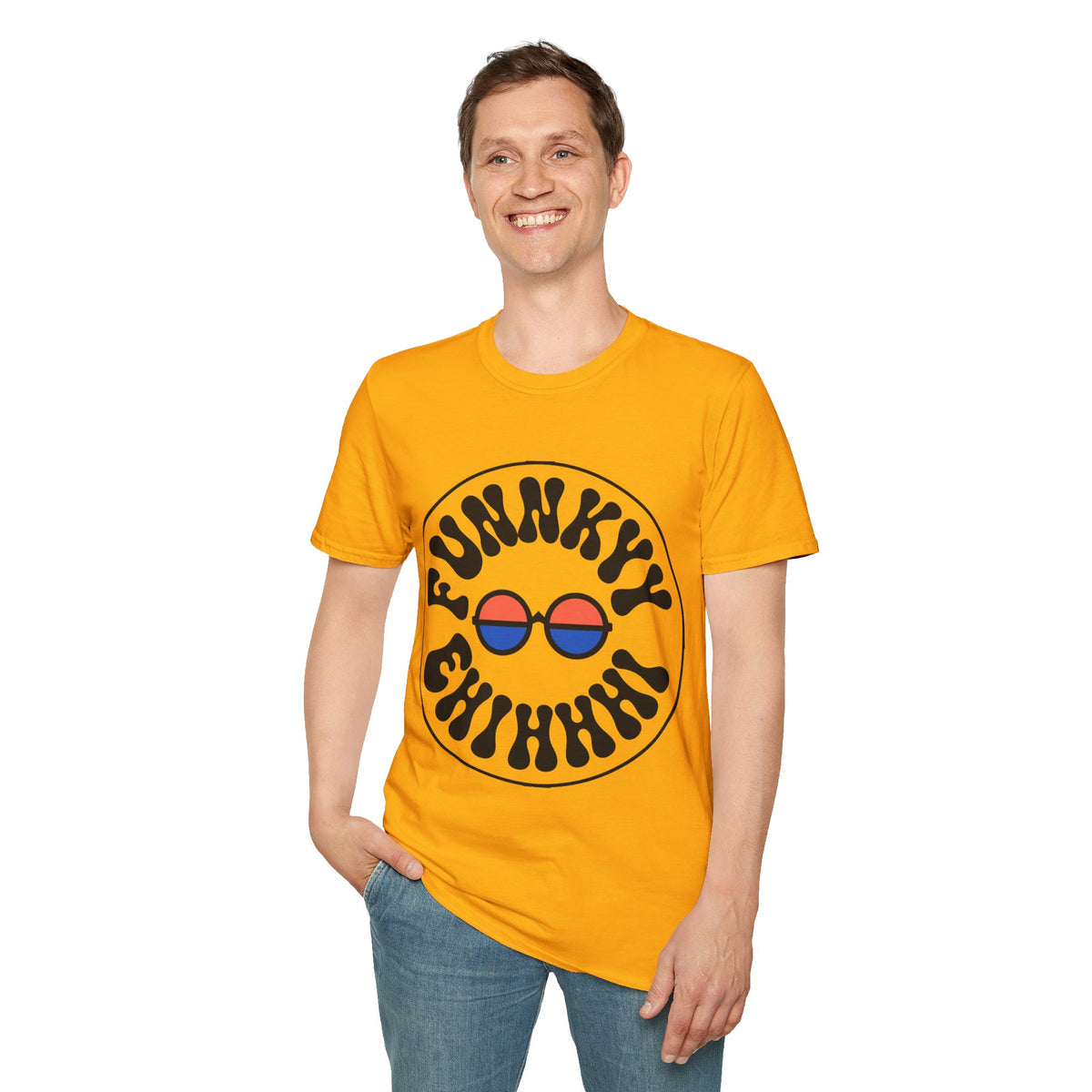 Funky Circle Graphic T-Shirt — Retro Smiley Sunglasses Tee - Trending Now - August 2026