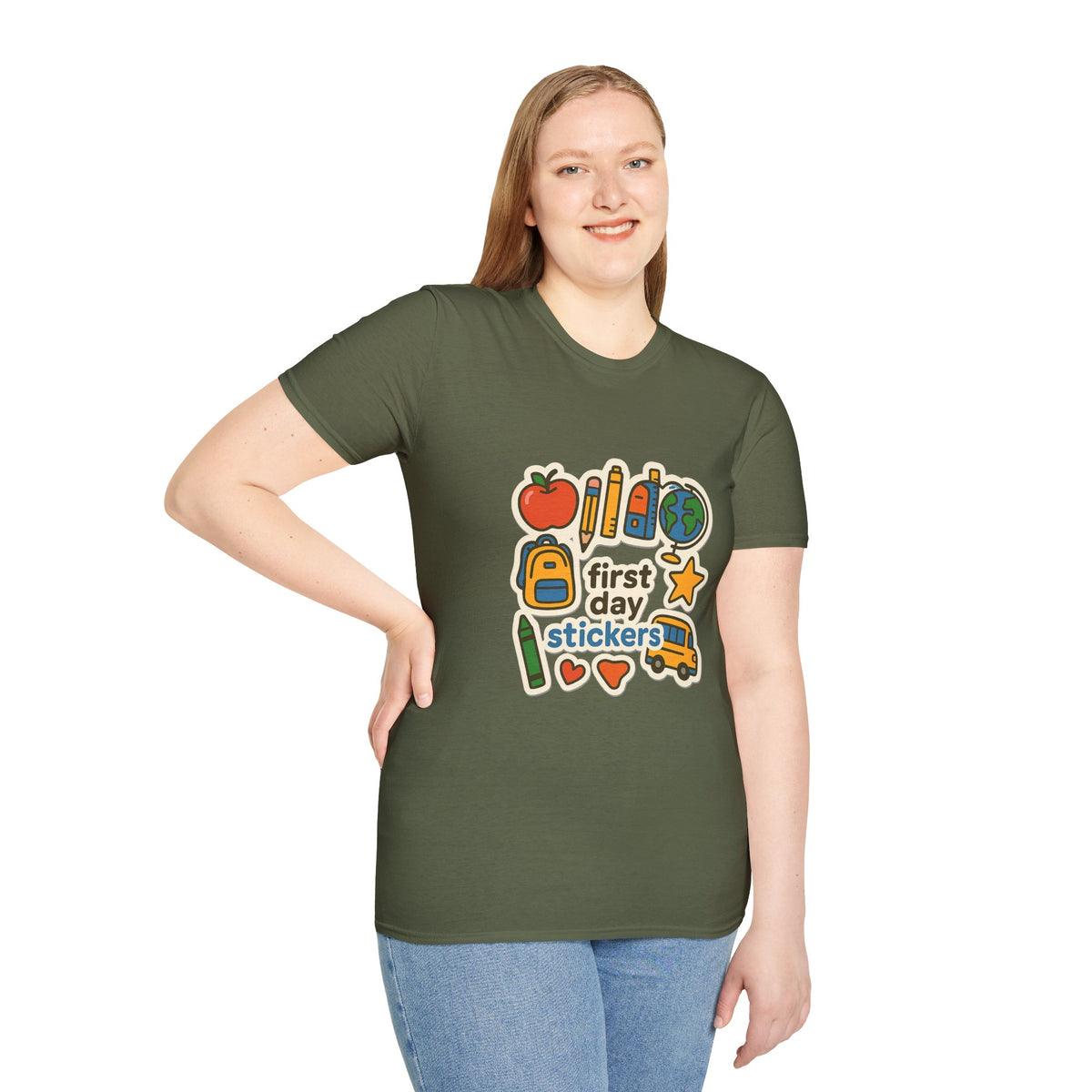 Teacher Sticker Icons T-Shirt — Cute Apple, Pencil & Globe School Tee - Trending Now - August 2026