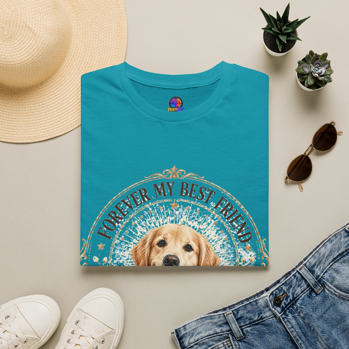 Forever My Best Friend Dog T-Shirt — Personalized Pet Name Golden Retriever Tee