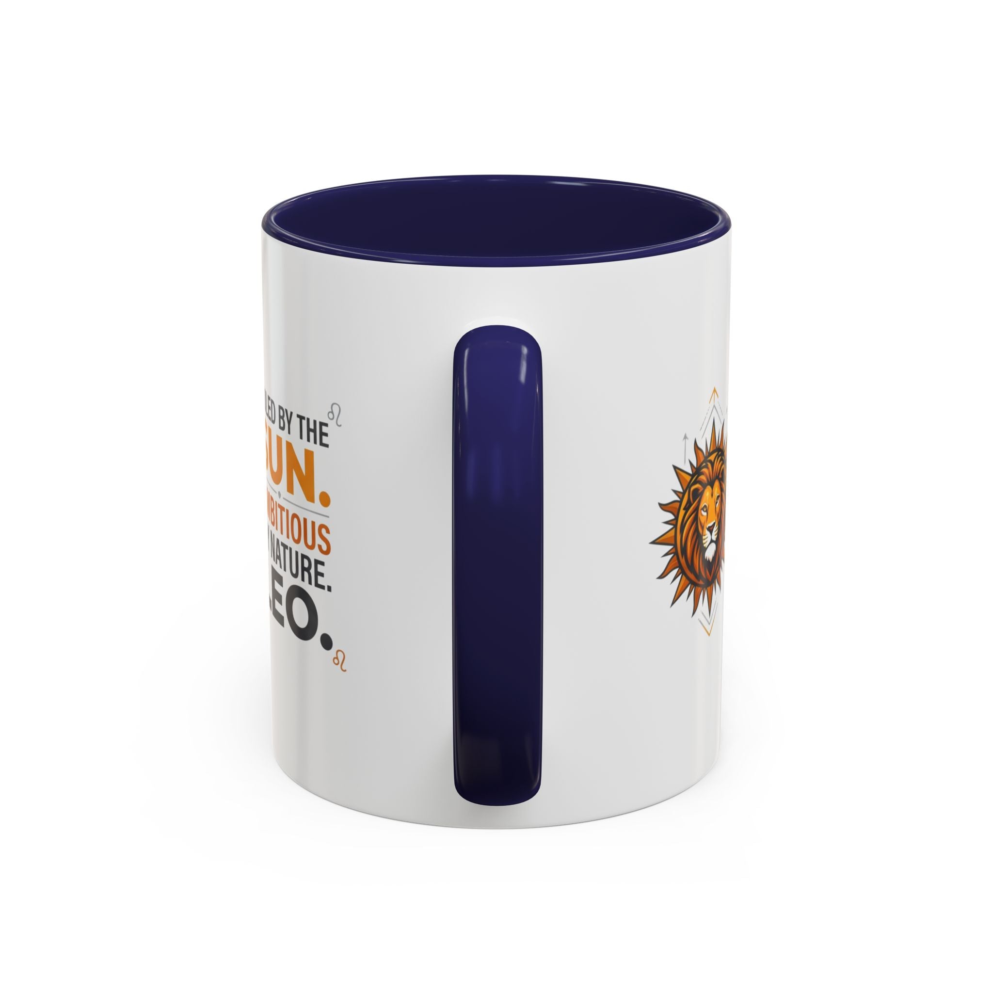 Leo Zodiac Coffee Mug — "Ruled by the Sun. Ambitious by Nature. LEO." Accent Ceramic Mug