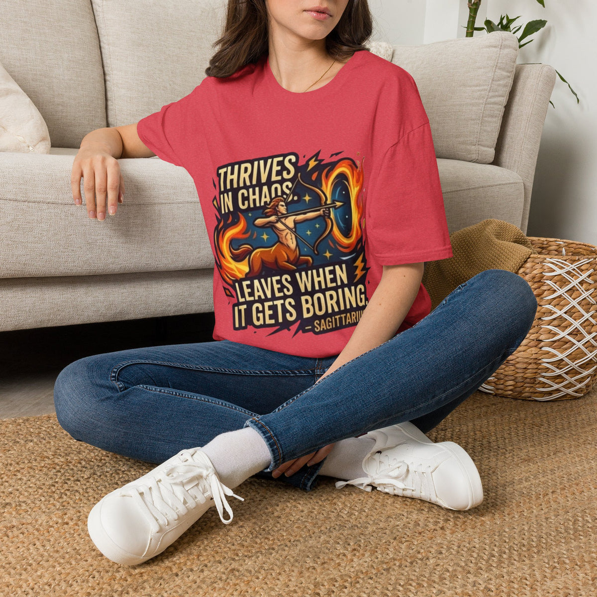 Sagittarius Archer T‑Shirt — "Thrives in Chaos" Zodiac Fire Sign Tee