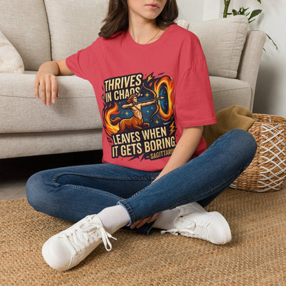 Sagittarius Archer T‑Shirt — "Thrives in Chaos" Zodiac Fire Sign Tee
