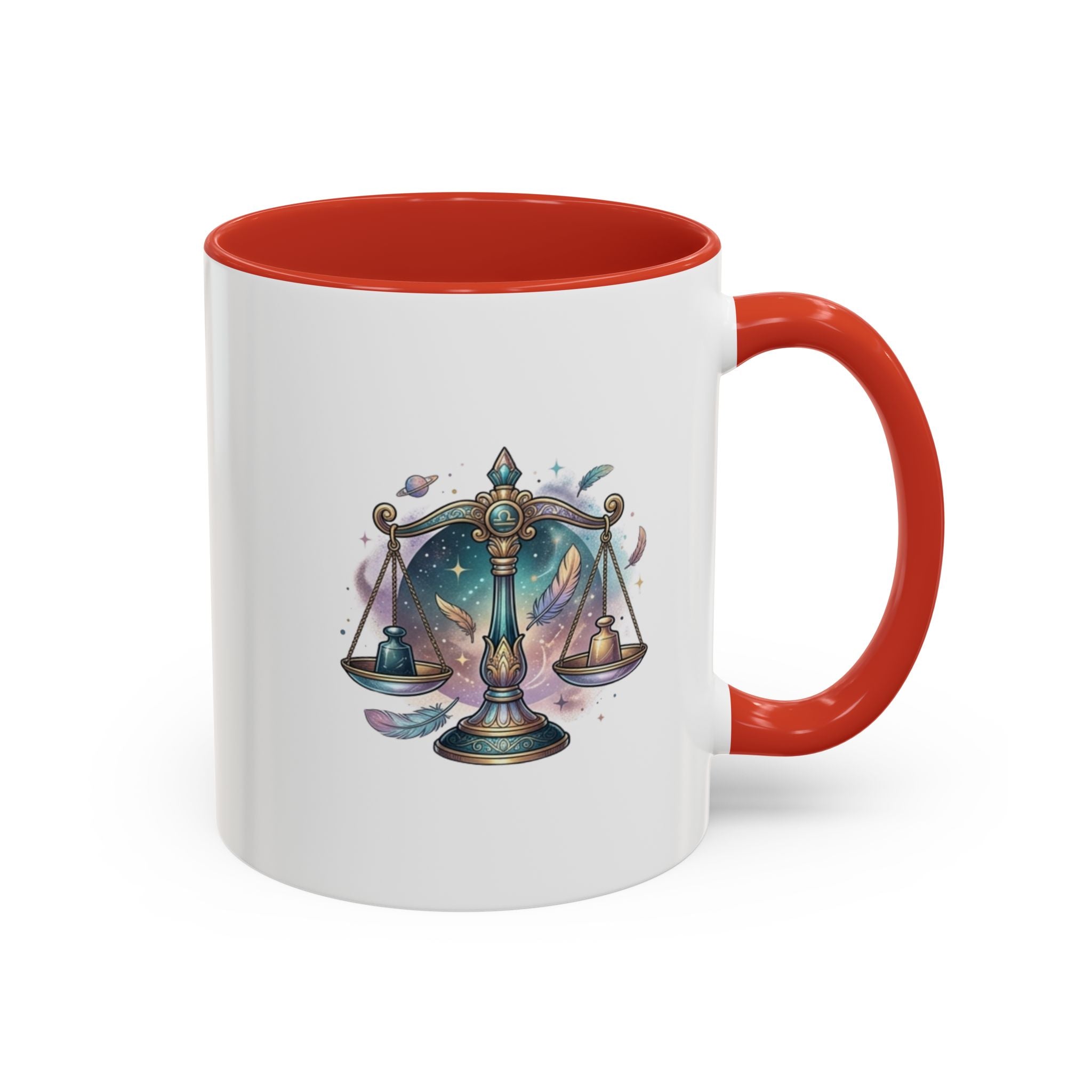 Libra Zodiac Scales Accent Coffee Mug — Astrology Constellation Gift