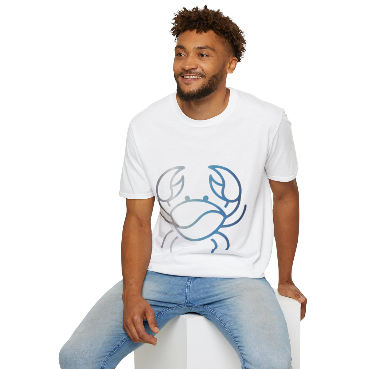 Crab Graphic T-Shirt — Coastal Blue Minimalist Beach Tee