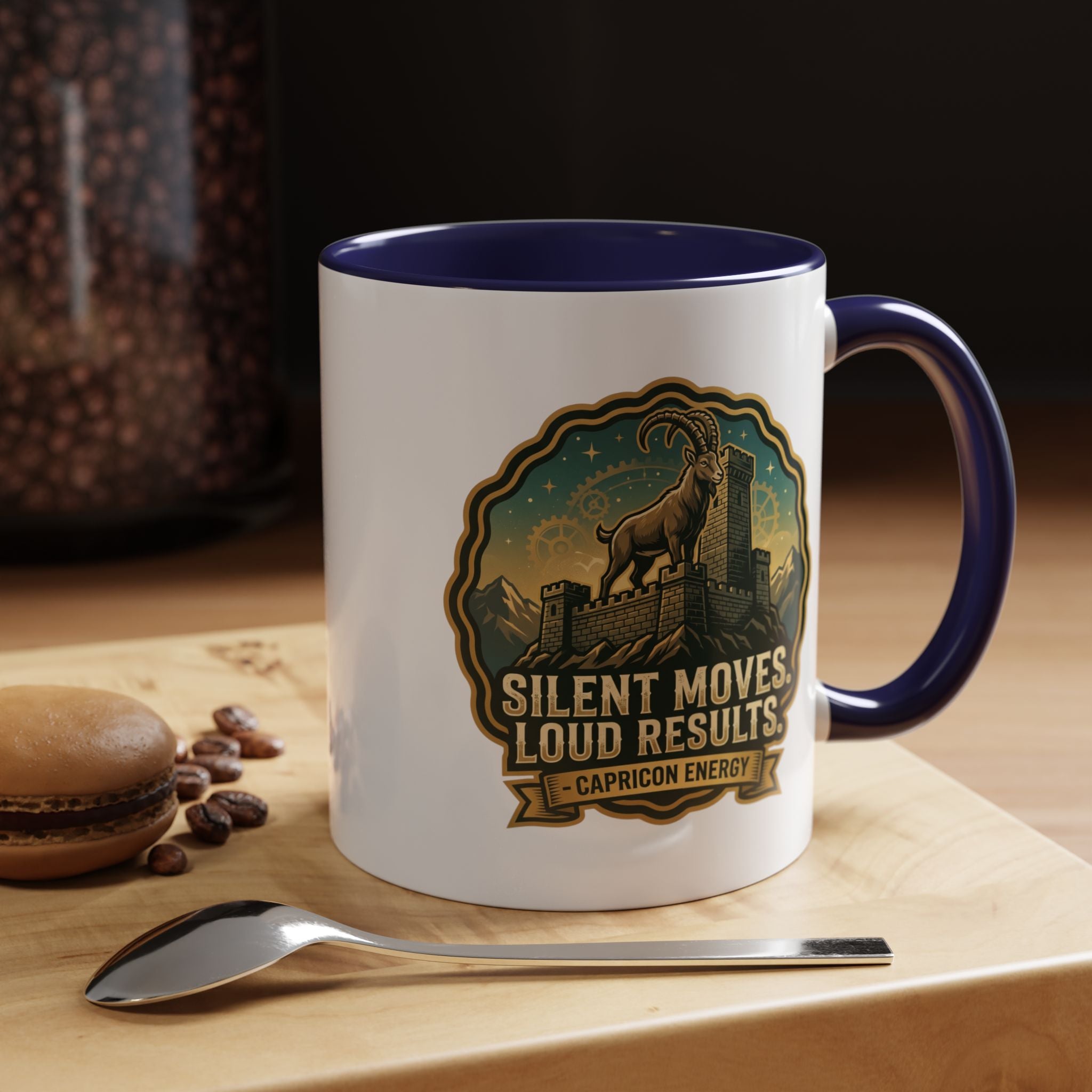 Capricorn Coffee Mug - "Silent Moves. Loud Results." Zodiac Goat Accent Mug