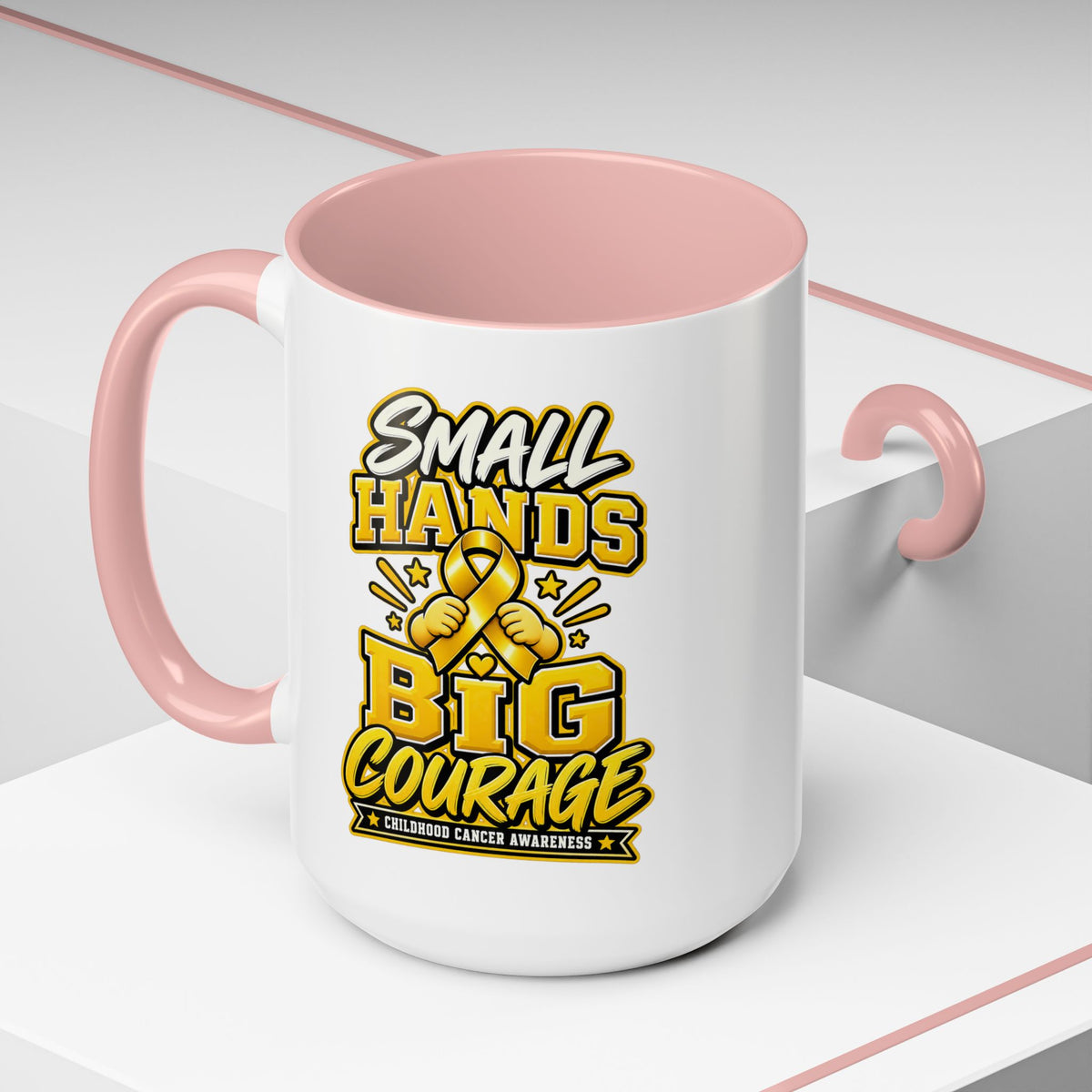 Coffee Mug - "Small Hands Big Courage" Childhood Cancer Awareness Accent Mug