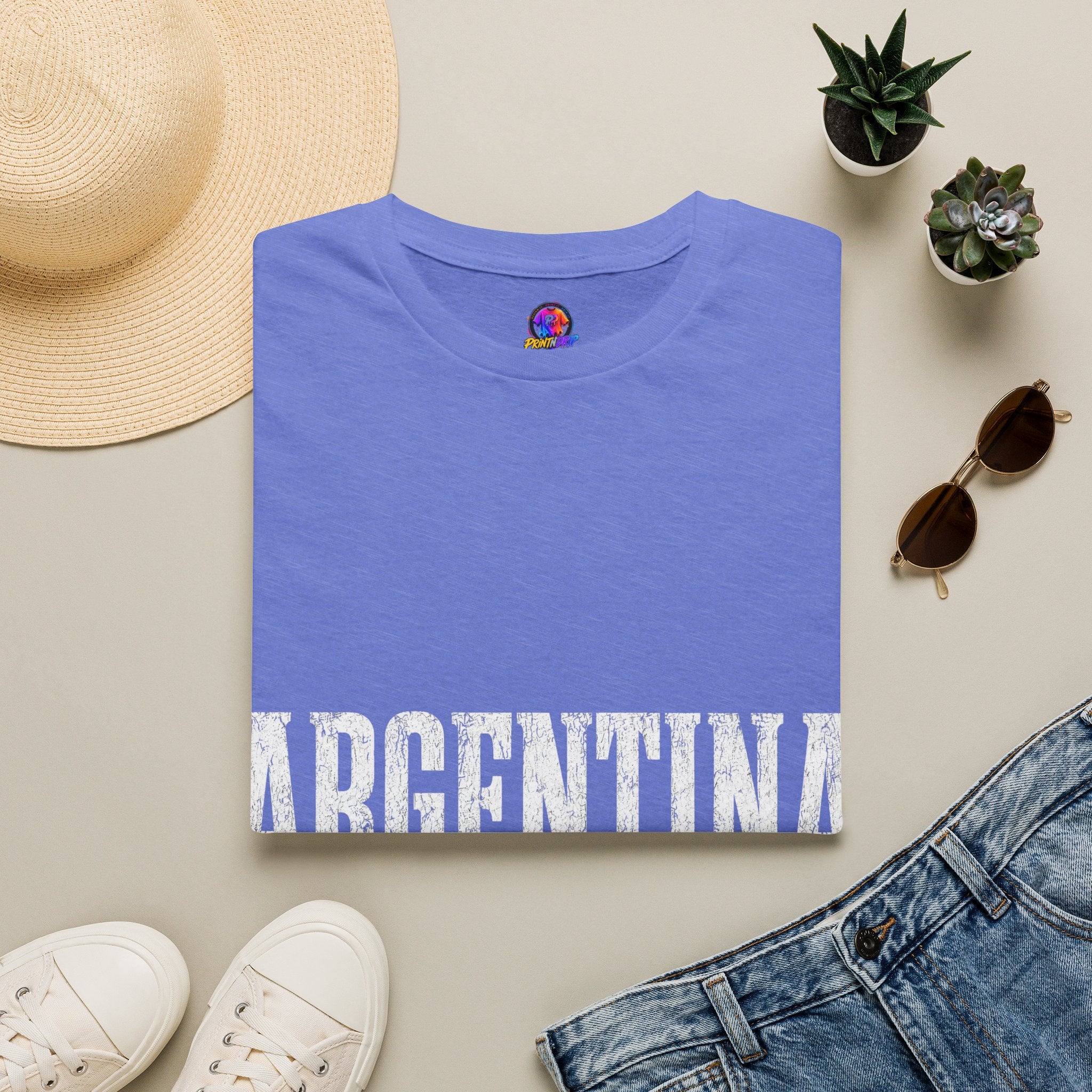 Argentina Graphic T-Shirt — Retro Flag Stripe Football Soccer Tee