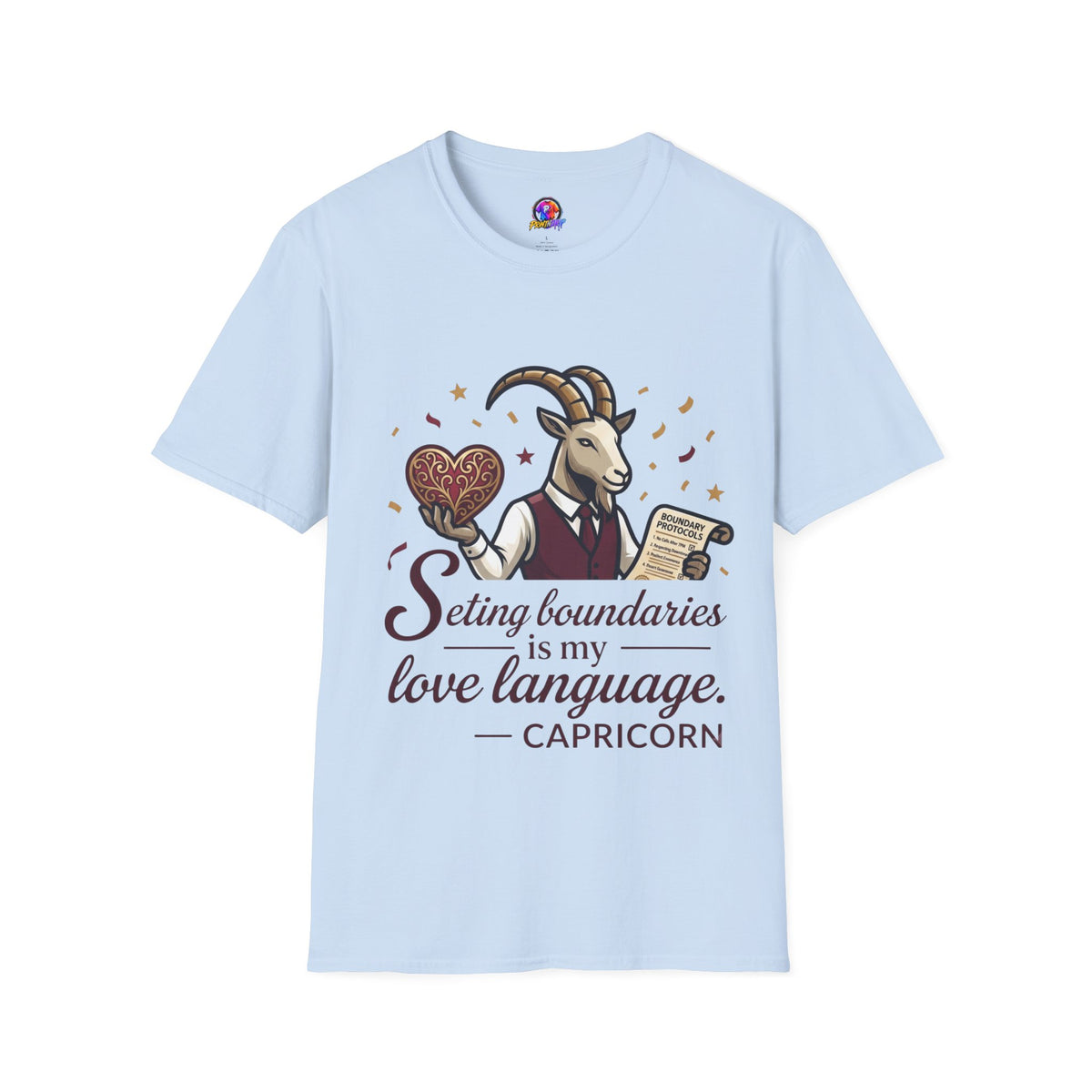 Capricorn T-Shirt — "Setting Boundaries is My Love Language" Zodiac Goat Tee