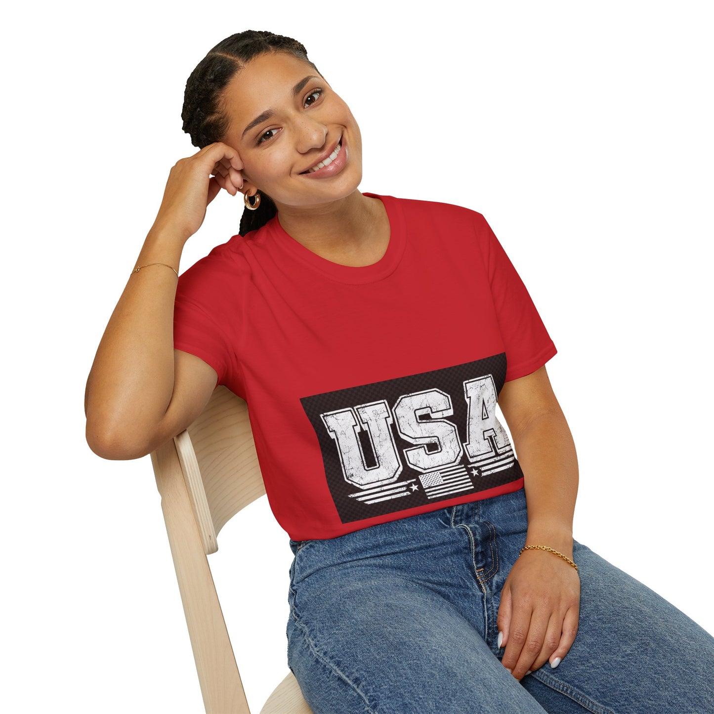 USA Vintage Block T-Shirt — Patriotic Americana Graphic Tee