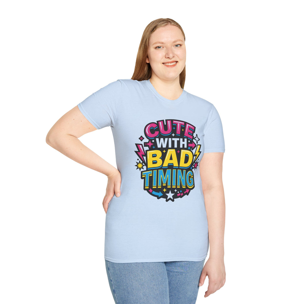 Cute But Bad Timing Graphic T-Shirt — Funny Retro Rainbow Tee - Trending Now - August 2026