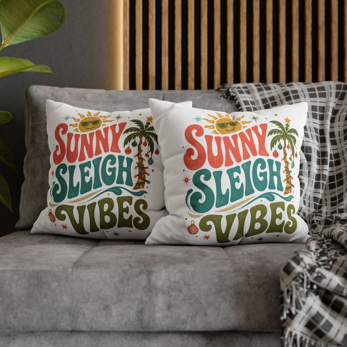 Sunny Sleigh Vibes Decorative Pillowcase Modern Day Christmas