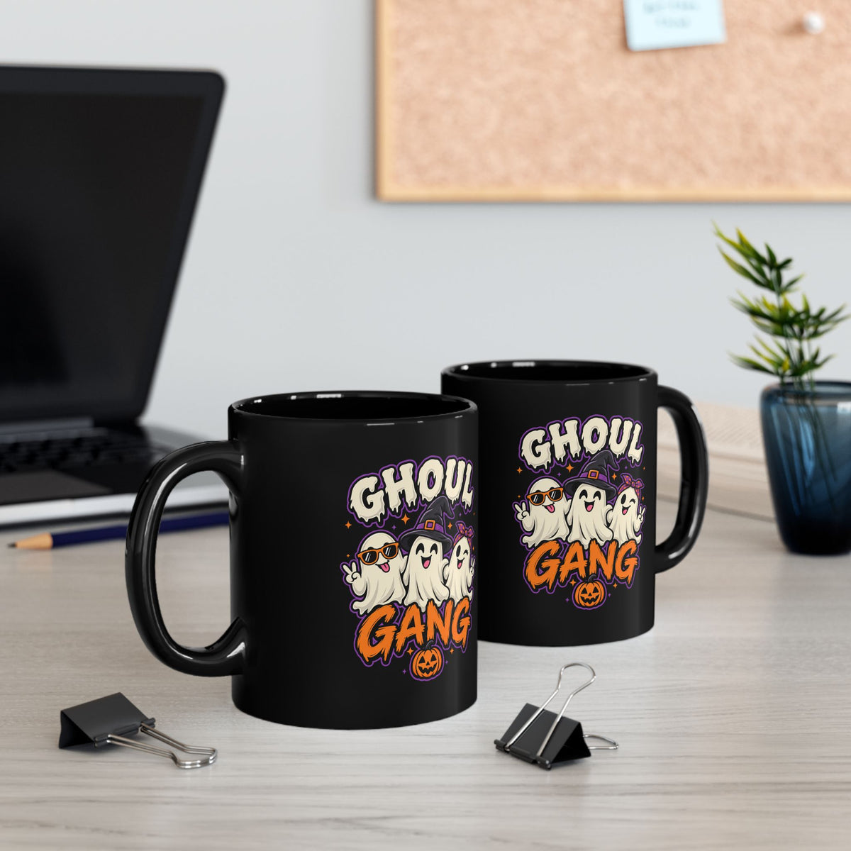 Ghoul Gang Halloween Mug — Cute Ghosts Graphic Coffee Cup (11oz & 15oz)