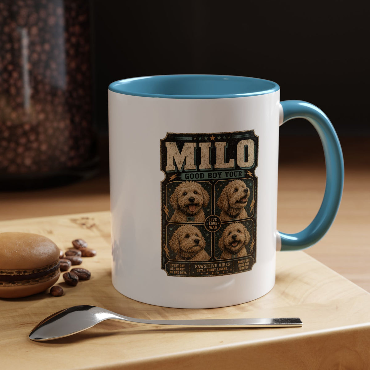 Milo Bailey Dog Dad Mom Personalized Milo Dog Coffee Mug — "Good Boy Tour" Accent Mug
