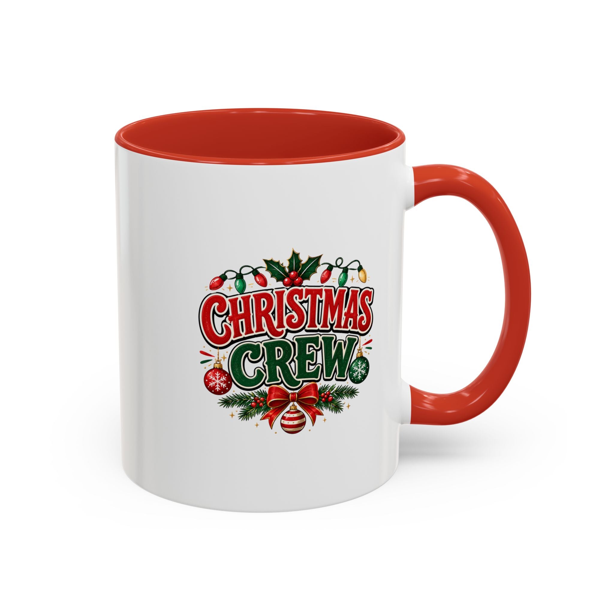 Christmas Crew Accent Coffee Mug - Festive Holiday Tea & Coffee Cup