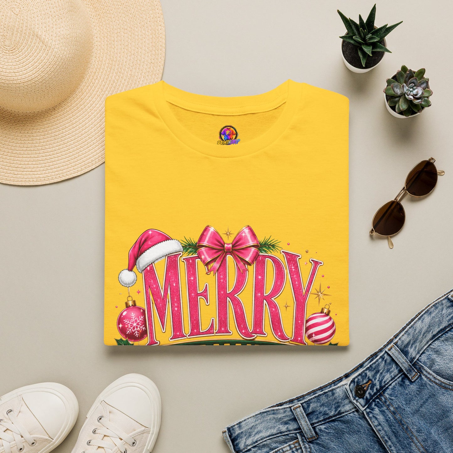 Christmas T-Shirt — "Merry But Make It Pink" Holiday Tee