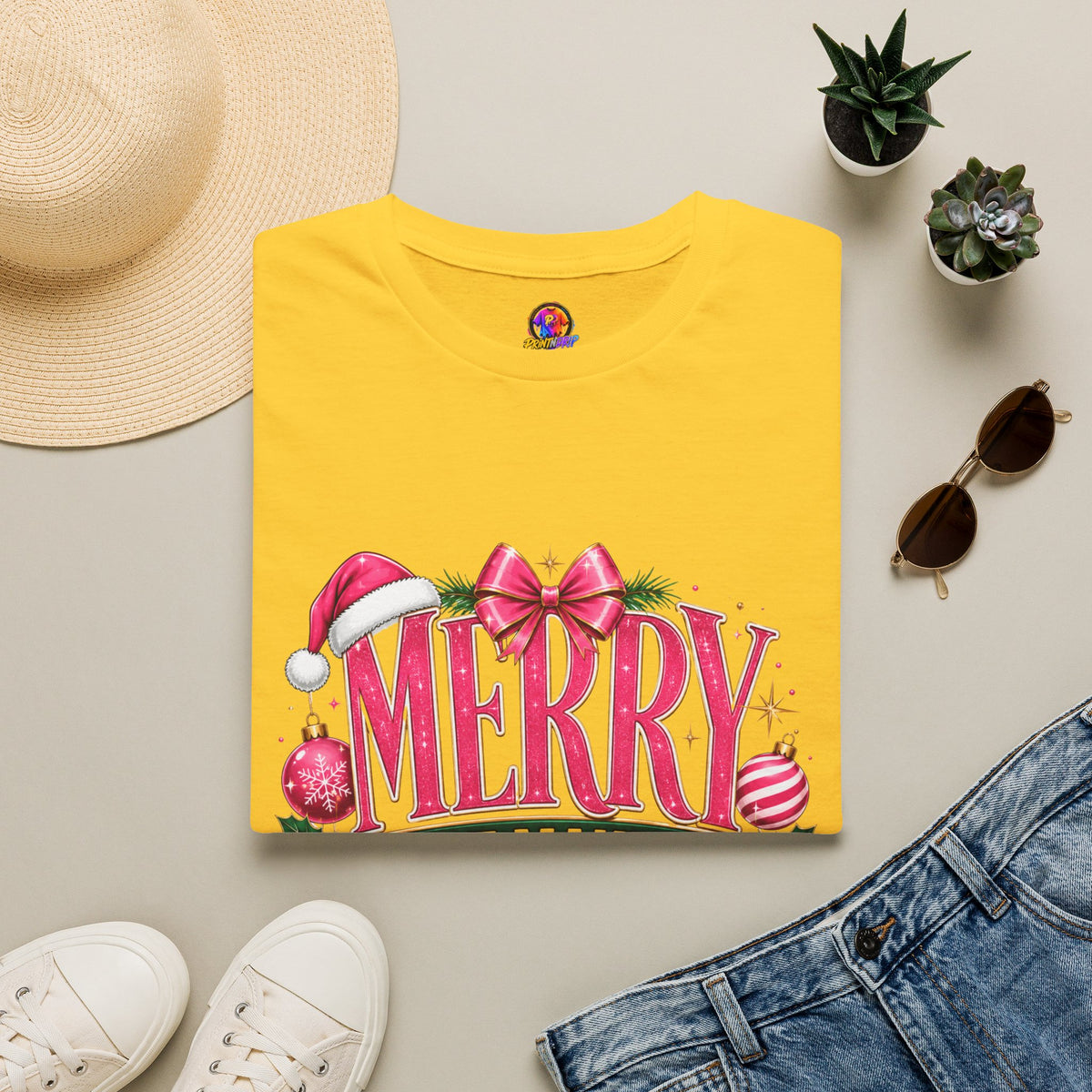 Christmas T-Shirt — "Merry But Make It Pink" Holiday Tee
