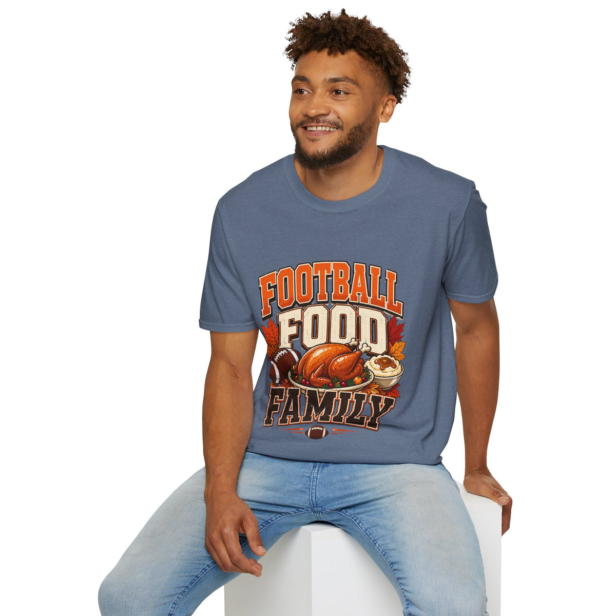 Thanksgiving T-Shirt Football Food Family T-Shirt — Thanksgiving Tailgate Tee for Fans