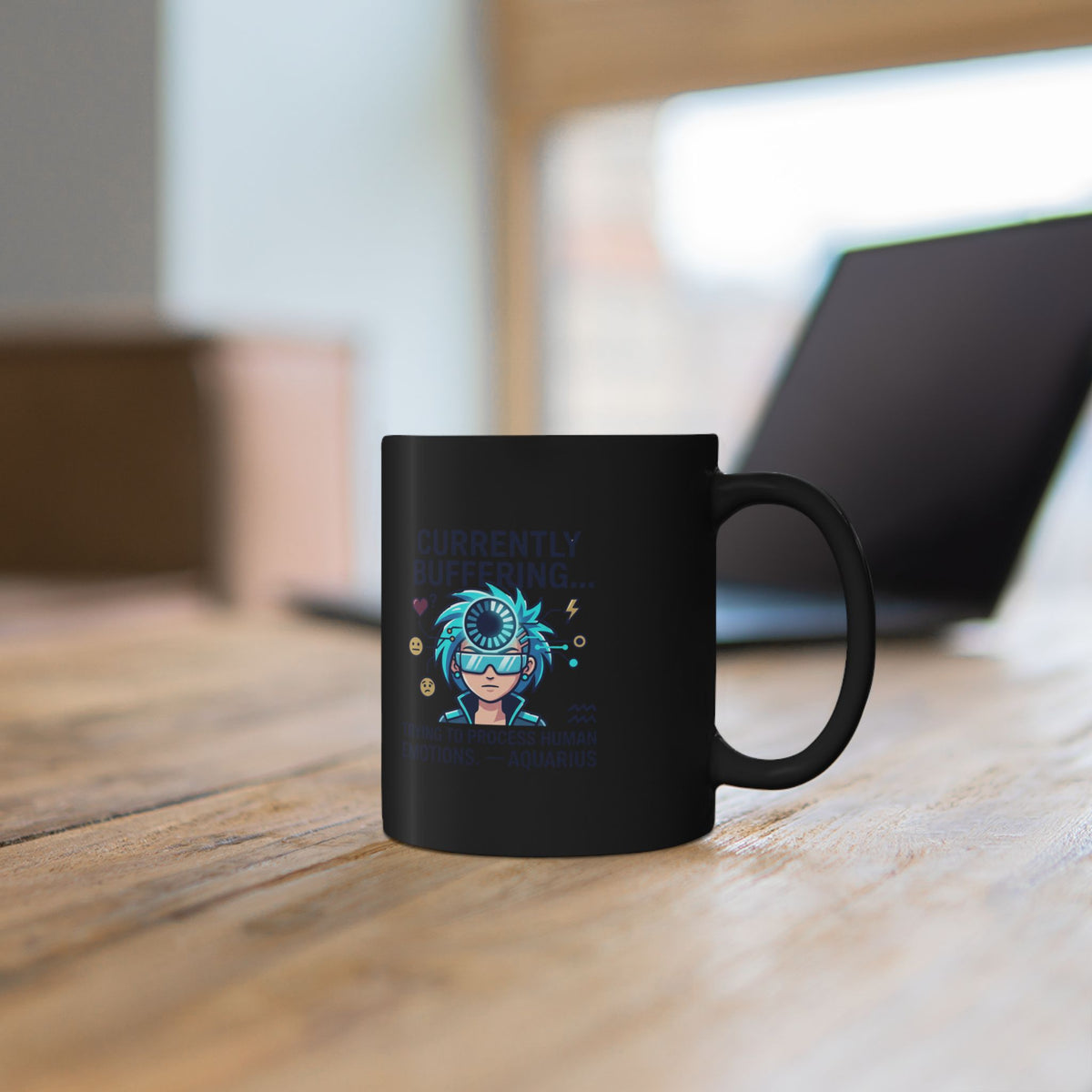 Aquarius Zodiac Currently Buffering Gamer Mug — Funny Blue-Haired Streamer Coffee Cup