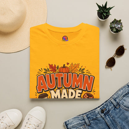 Autumn Made Me Do It T-Shirt — Fall Pumpkin & Leaves Graphic Tee
