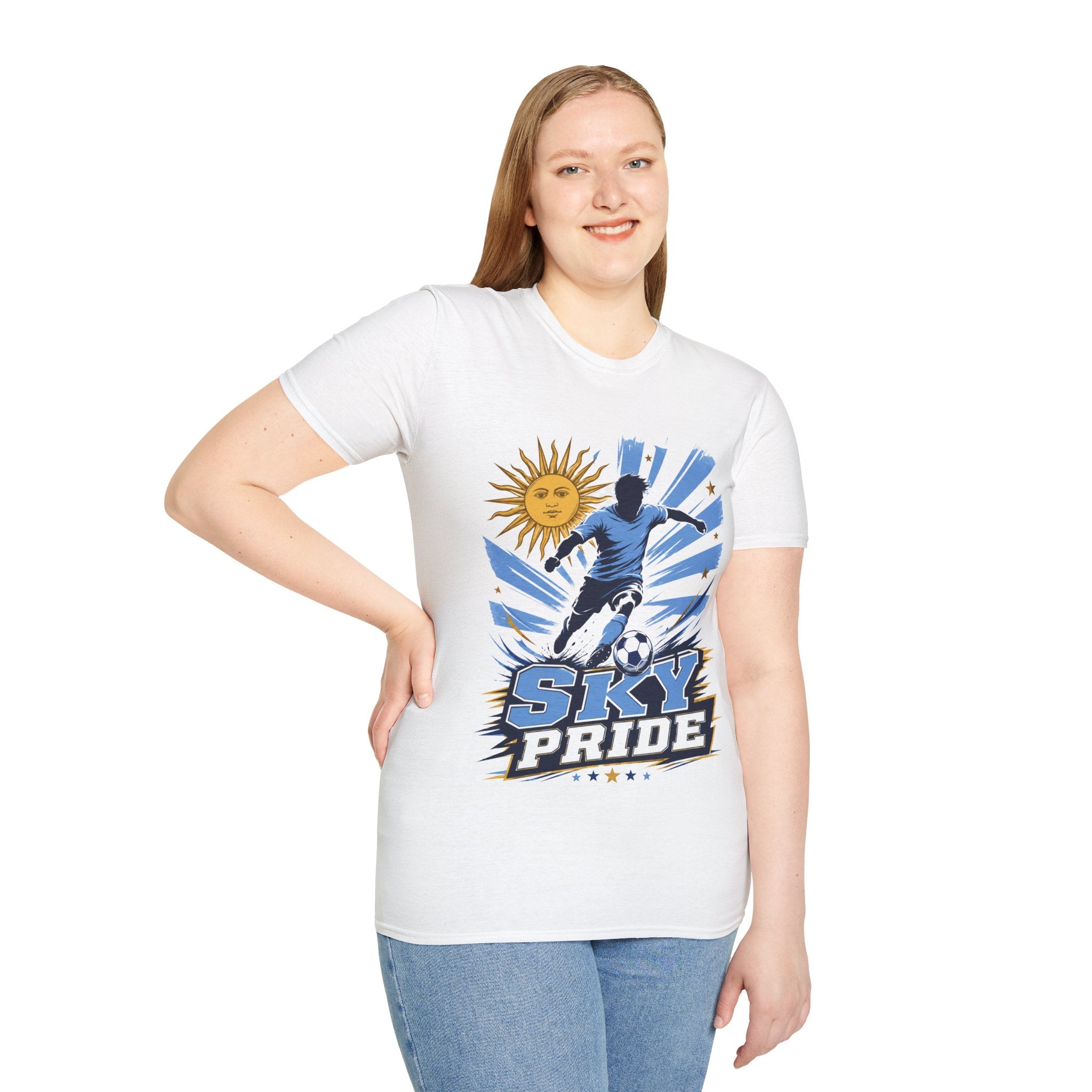 Uruguay Soccer Sky Pride T-Shirt — Argentina Sun Football Graphic Tee