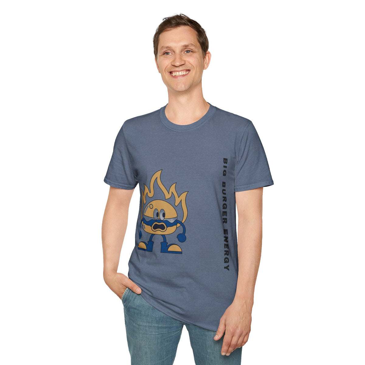 Burger Mascot T‑Shirt — ‘Big Burger’ Flame Character Graphic Tee - Trending Now - September 2026