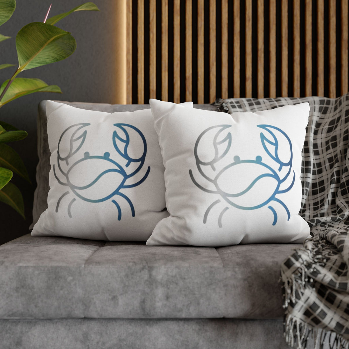 Cancer Zodiac Crab Coastal Throw Pillowcase — Nautical Beach Decor