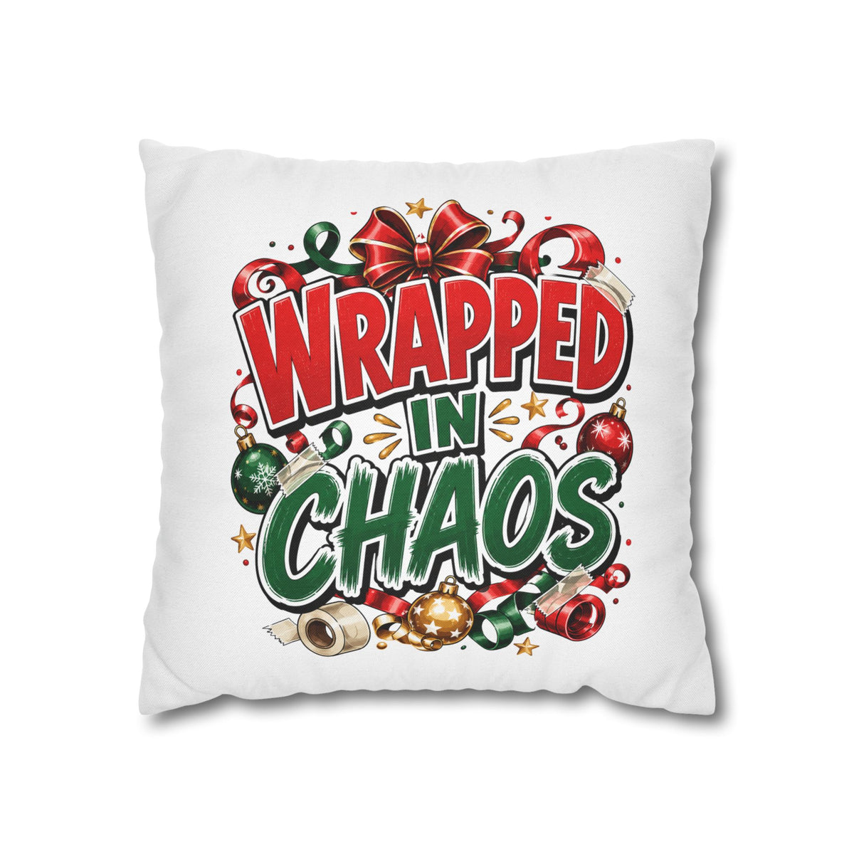 Christmas Wrapped In Chaos Spun Polyester Square Pillowcase