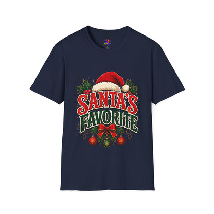 Santa's Favorite T-Shirt — Festive Christmas Tee with Santa Hat & Holly