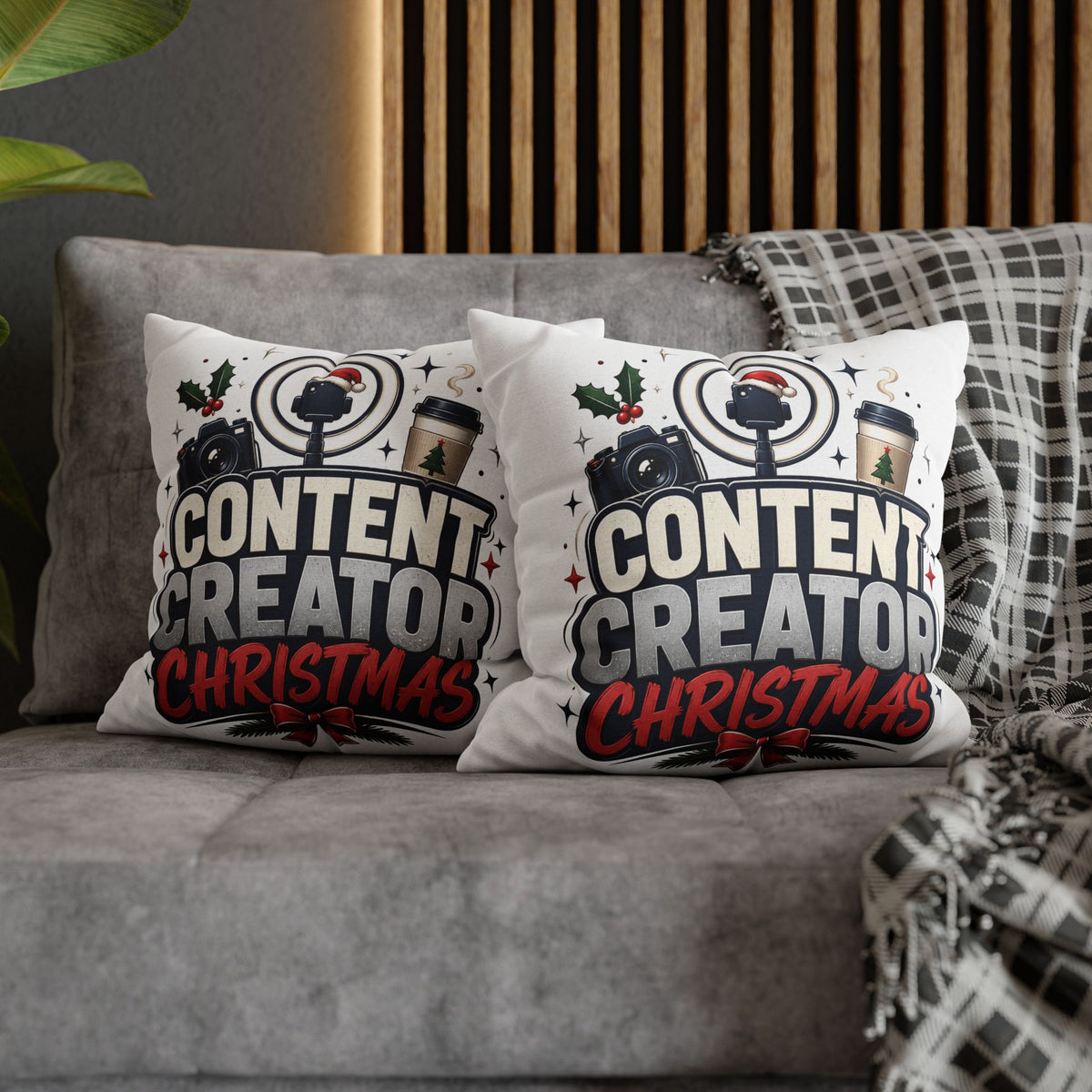 Content Creator Christmas Pillowcase Modern Day Christmas  — Holiday Social Media Creator Gift