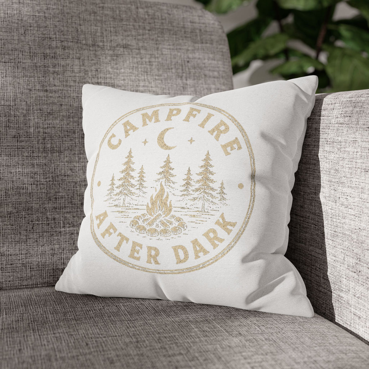 Campfire After Dark Decorative Pillowcase  Milo Bailey Dog Dad Mom— Rustic Camping Throw Pillow Cover